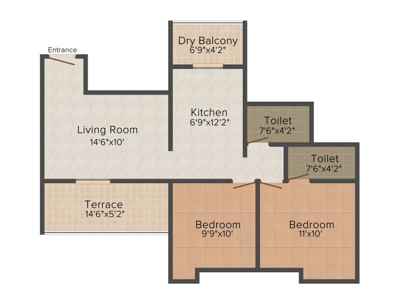 Satyam Florence (2BHK+2T (893 sq ft) 893 sq ft)