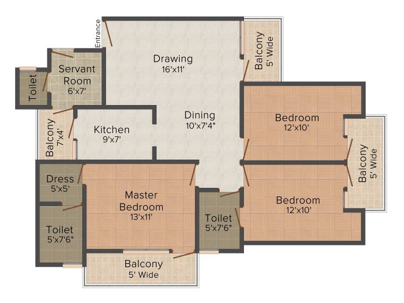 Grah Green View Heights (3BHK+3T (1,600 sq ft) 1600 sq ft)