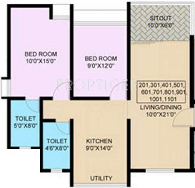 Nanded Madhuvanti (2BHK+2T (890 sq ft) 890 sq ft)
