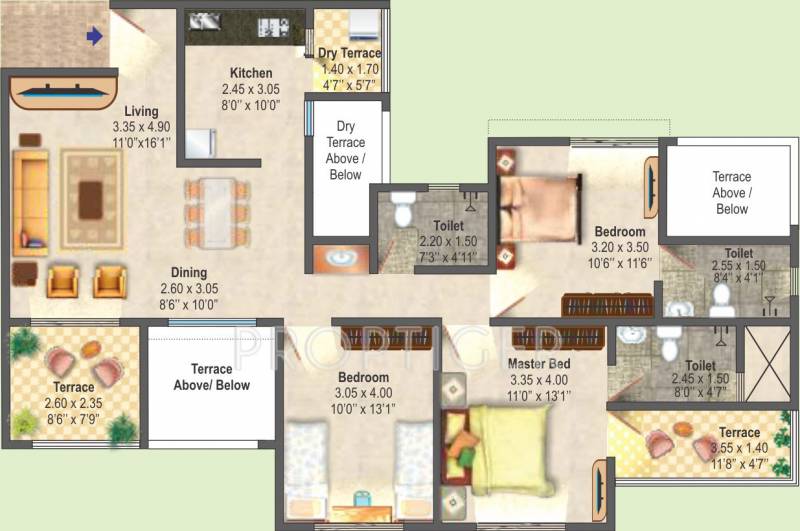 DSK Gandhakosh (3BHK+3T (1,414 sq ft) 1414 sq ft)