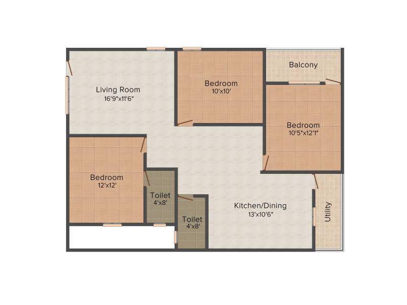 Pragathi Royale II (3BHK+2T (1,280 sq ft) 1280 sq ft)