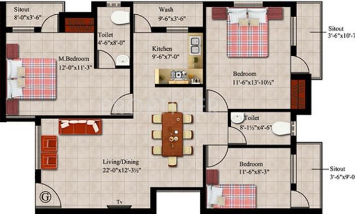 Mettupakkam Jayaram Enclave (3BHK+2T (1,291 sq ft) 1291 sq ft)