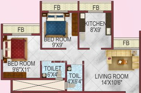 Guru Lotus (2BHK+2T (955 sq ft) 955 sq ft)