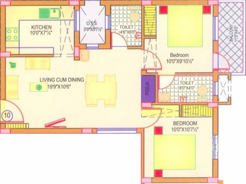 KSR Icon (2BHK+2T (801 sq ft) 801 sq ft)