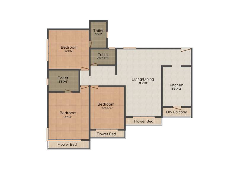 DCPL Vishwadeep Heights (3BHK+3T (1,620 sq ft) 1620 sq ft)