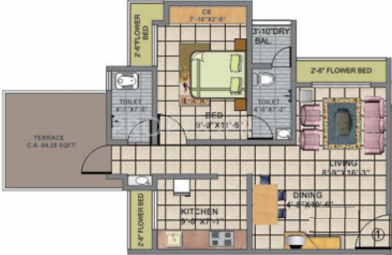 Shree Shree Vrushti (1BHK+2T (927 sq ft) 927 sq ft)