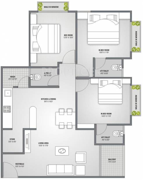 PSY Projects Pramukh Lotus (3BHK+3T (1,647 sq ft) 1647 sq ft)
