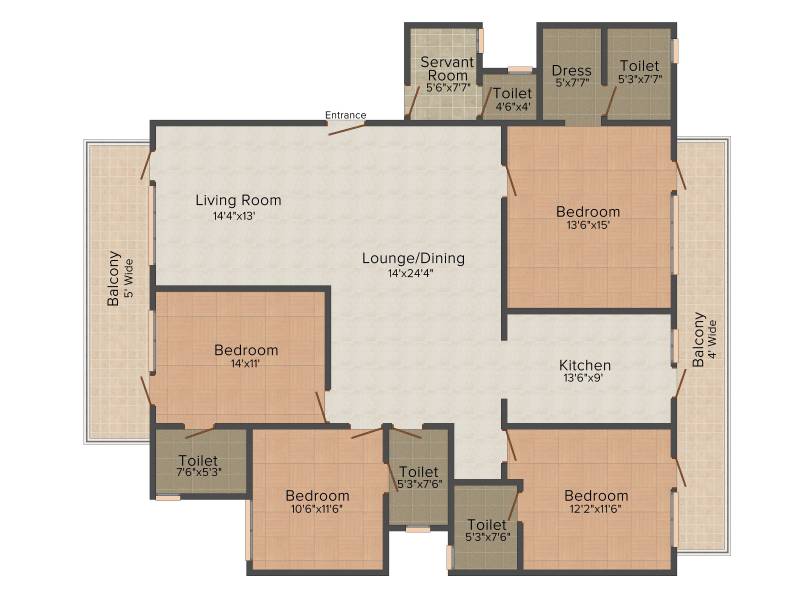 Omaxe Cassia (4BHK+4T (2,200 sq ft)   Servant Room 2200 sq ft)