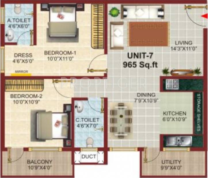 Shakti Sprinkle (2BHK+2T (965 sq ft) 965 sq ft)