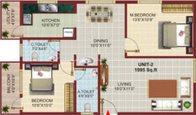 Shakti Sprinkle (2BHK+2T (1,095 sq ft) 1095 sq ft)