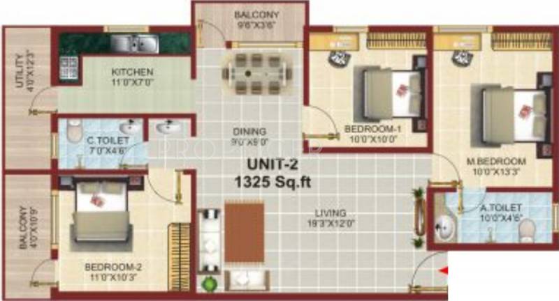 Shakti Sprinkle (3BHK+2T (1,325 sq ft) 1325 sq ft)