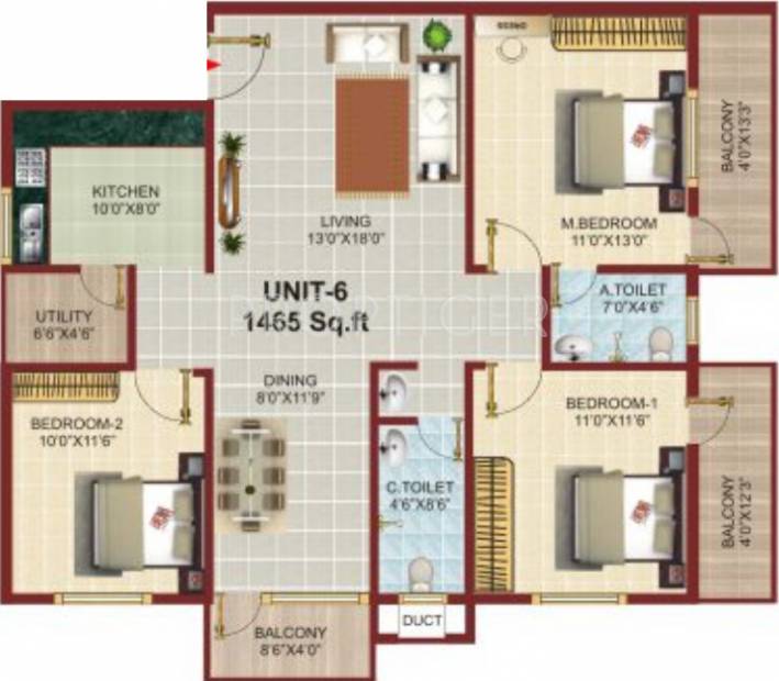 Shakti Sprinkle (3BHK+2T (1,465 sq ft) 1465 sq ft)