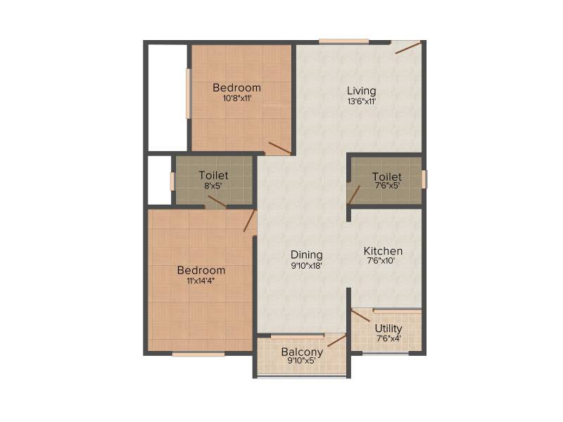 Mahaveer Fair Oaks (2BHK+2T (1,170 sq ft) 1170 sq ft)