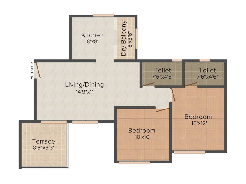 Pate West Coast Park (2BHK+2T (893 sq ft) 893 sq ft)