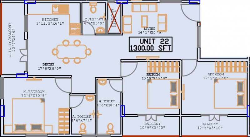 Prabhavathi Elegant (3BHK+3T (1,300 sq ft) 1300 sq ft)