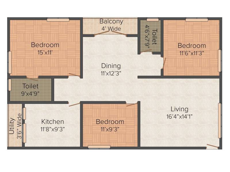 Chethana Maple (3BHK+2T (1,423 sq ft) 1423 sq ft)