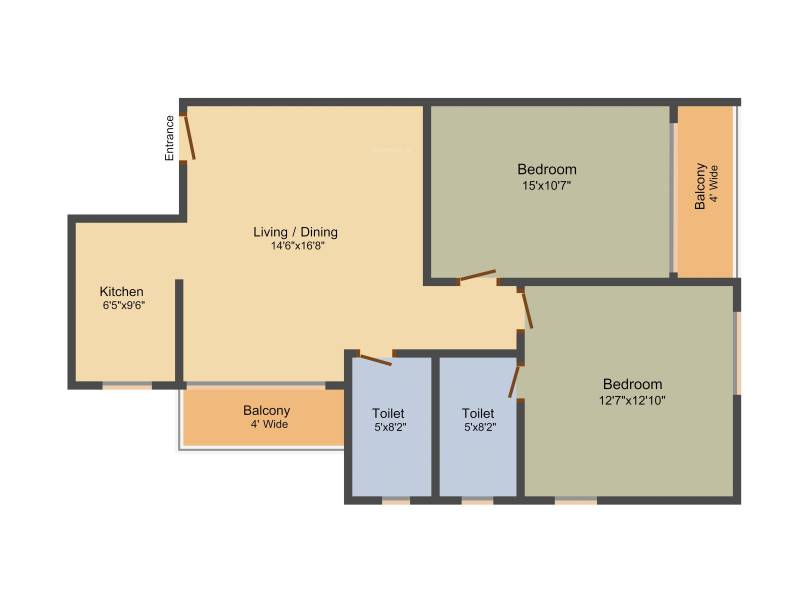 Alcove Block 32 (2BHK+2T (1,160 sq ft) 1160 sq ft)