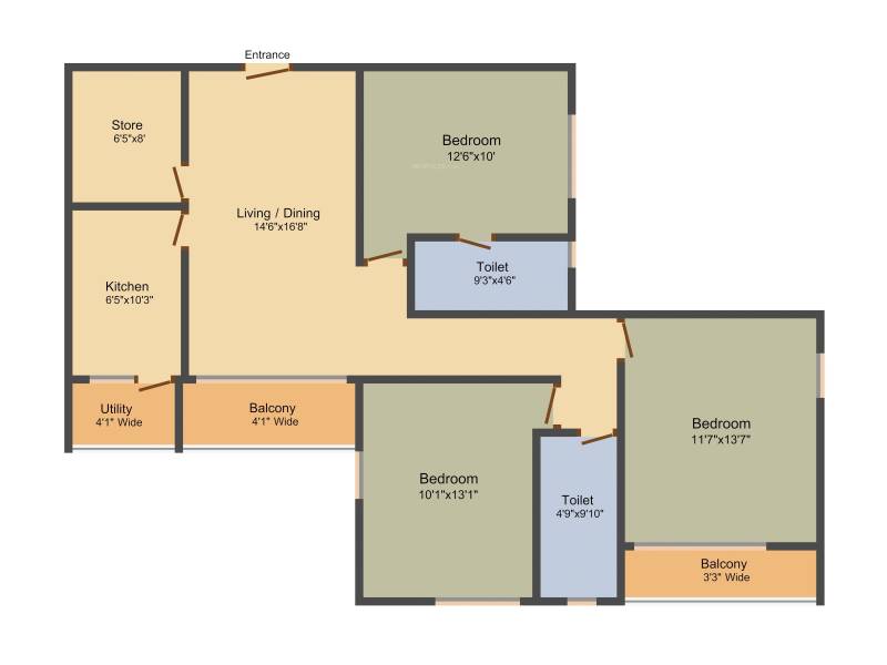 Alcove Block 32 (3BHK+2T (1,470 sq ft) 1470 sq ft)