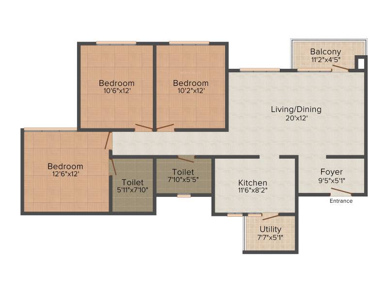 SJR Water Mark (3BHK+2T (1,390 sq ft) 1390 sq ft)