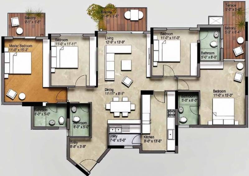 Unishire Belvedere Premia (4BHK+4T (2,198 sq ft) 2198 sq ft)