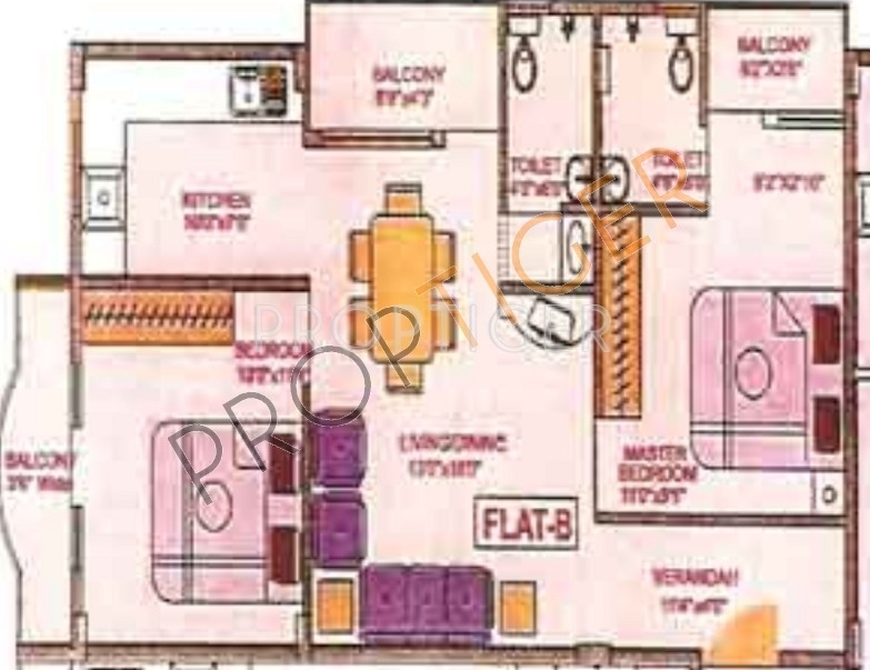 DS Max Ashraya Height Floor Plan (2BHK+2T)