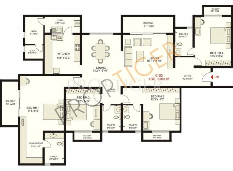 SNN Raj Lake View (4BHK+4T (3,300 sq ft) + Servant Room 3300 sq ft)