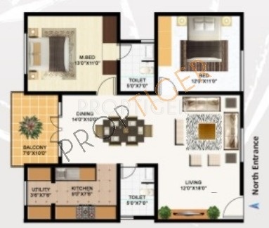 TG T G Solitaire (2BHK+2T (1,206 sq ft) 1206 sq ft)