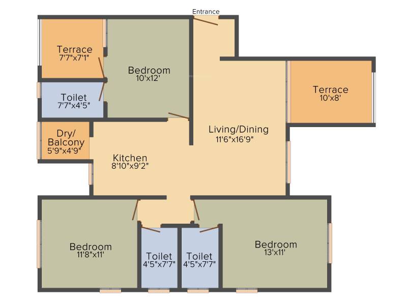 Siddhivinayak Moraya Residency (3BHK+3T (1,334 sq ft) 1334 sq ft)