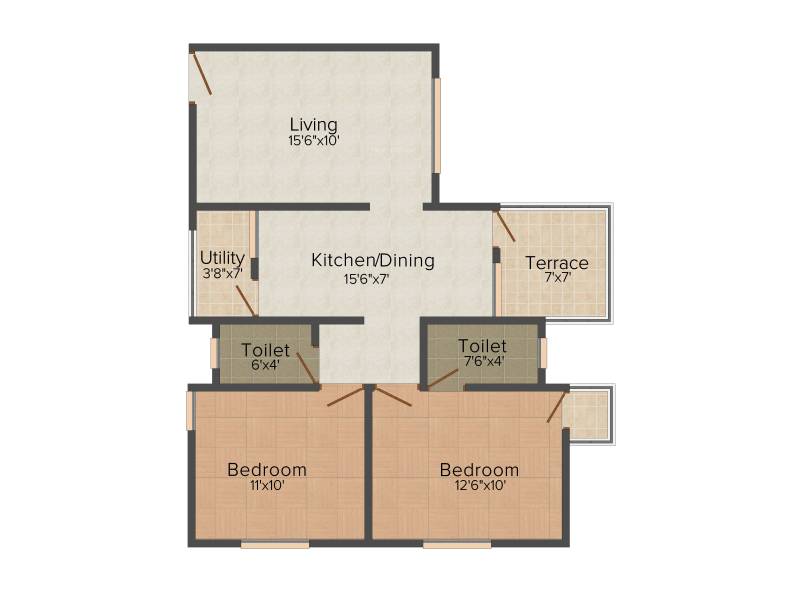 Stark Aura (2BHK+2T (876 sq ft) 876 sq ft)
