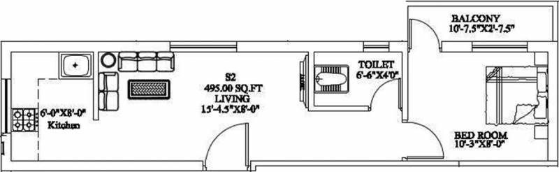 CC Sree Square (1BHK+1T (495 sq ft) 495 sq ft)