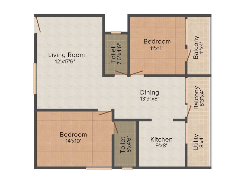 Sunshine Silicon Citi (2BHK+2T (1,170 sq ft) 1170 sq ft)