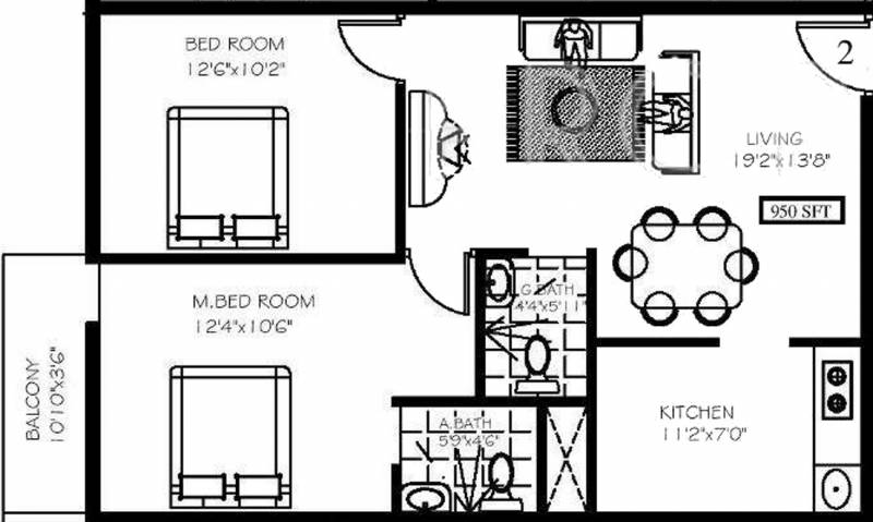Highcity Srinidhi Enclave (2BHK+2T (950 sq ft) 950 sq ft)