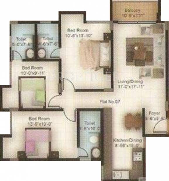 Divya Westside (3BHK+3T (1,151 sq ft) 1151 sq ft)