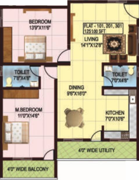 Ashrith Ashrith Serenity (2BHK+2T (1,251 sq ft) 1251 sq ft)