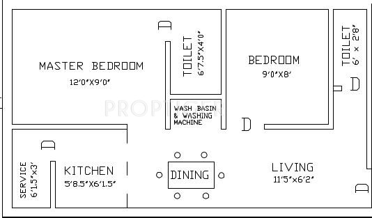 Priams Nagam Flats Floor Plan (2BHK+2T)