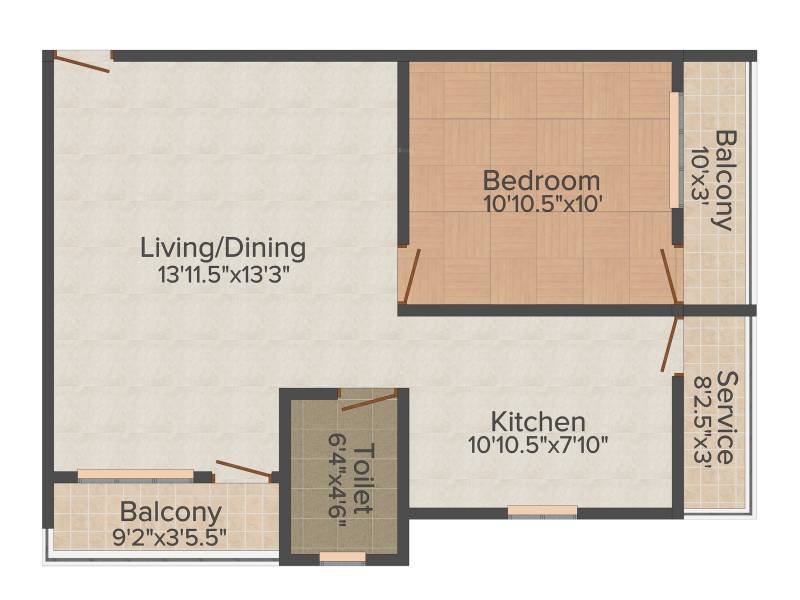 SPE Ansika Apartment (1BHK+1T (704 sq ft) 704 sq ft)
