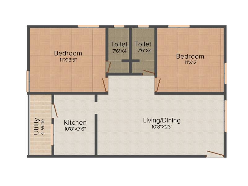 RV Lakshmi Grande (2BHK+2T (1,058 sq ft) 1058 sq ft)