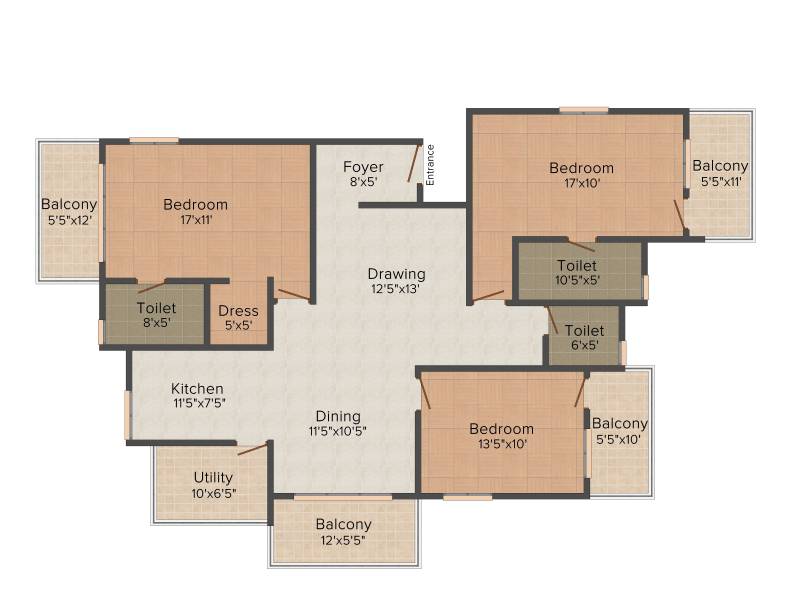 Cosmos Swara (3BHK+3T (1,650 sq ft) 1650 sq ft)