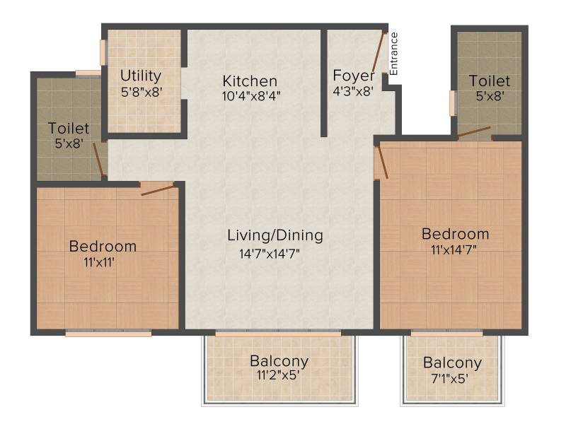 Unishire Projects Pvt Ltd Verzure 2BHK+2T (1,374 sq ft)