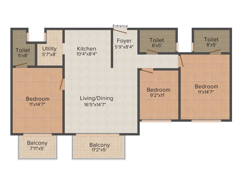 Unishire Projects Pvt Ltd Verzure 3BHK+3T (1,579 sq ft)