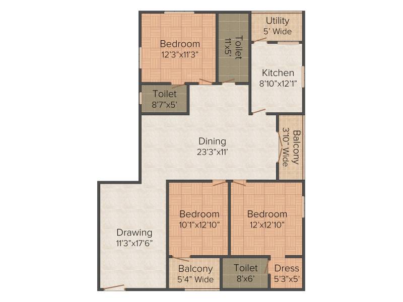 Maphar VM Impreza 3BHK+3T (1,740 sq ft)