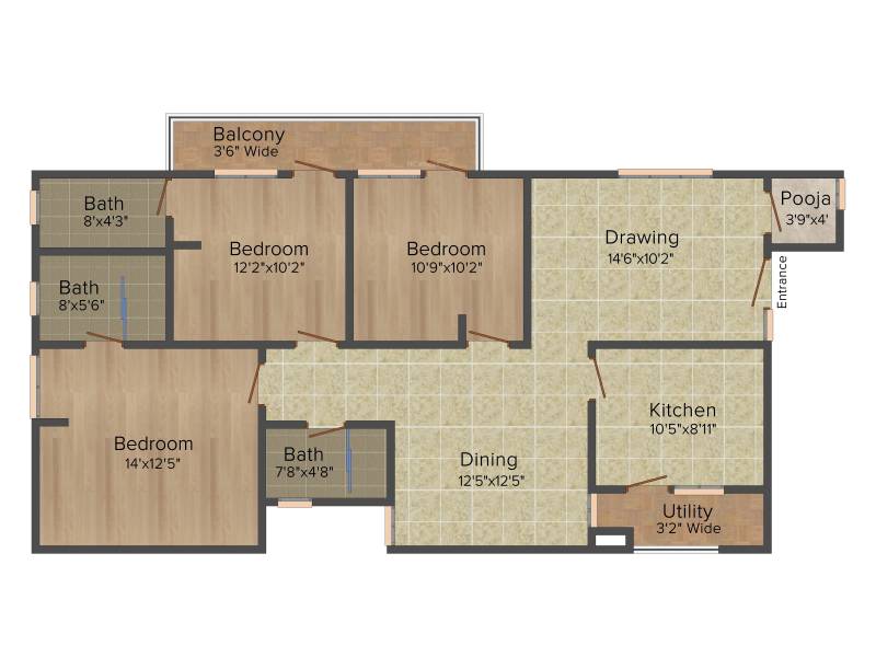Legend Gulati (3BHK+3T (1,542 sq ft) + Pooja Room 1542 sq ft)