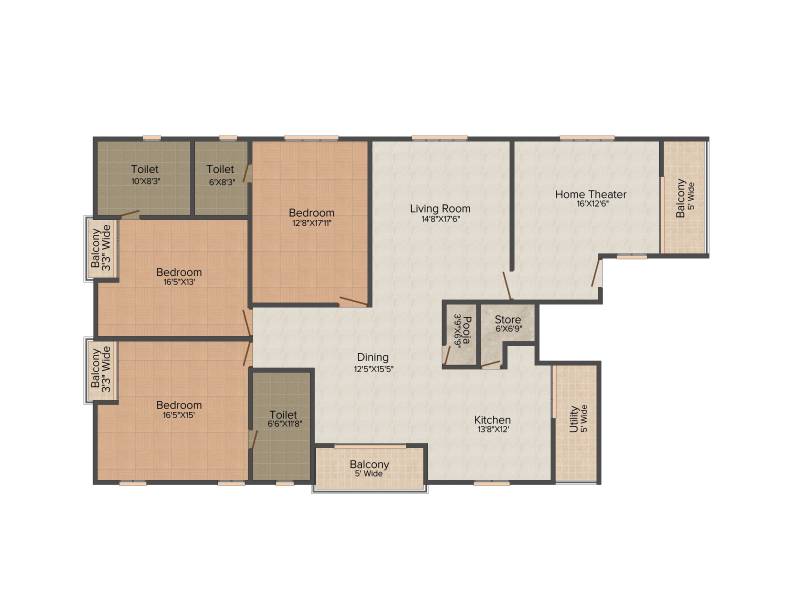 Sri Aditya Akshaya Pride (3BHK+3T (2,750 sq ft)   Pooja Room 2750 sq ft)