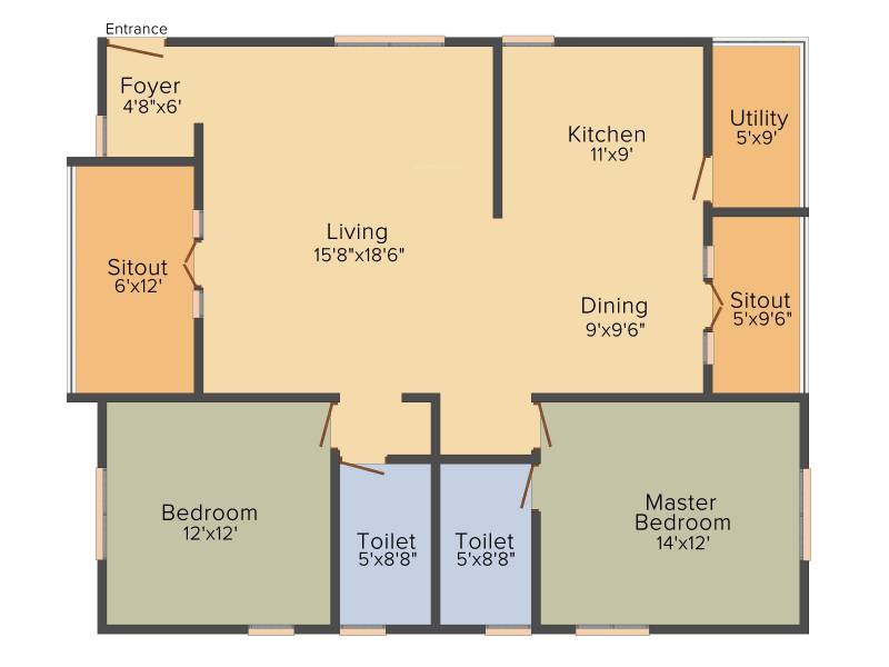PNR Ushoodaya Eleganza (2BHK+2T (1,543 sq ft) 1543 sq ft)