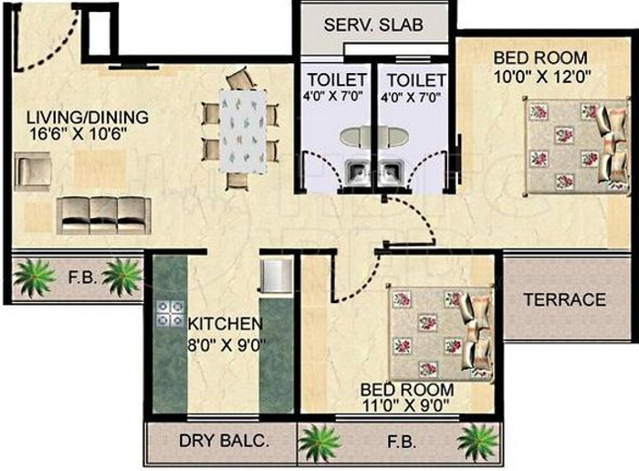 AP Bianca (2BHK+2T (1,060 sq ft) 1060 sq ft)