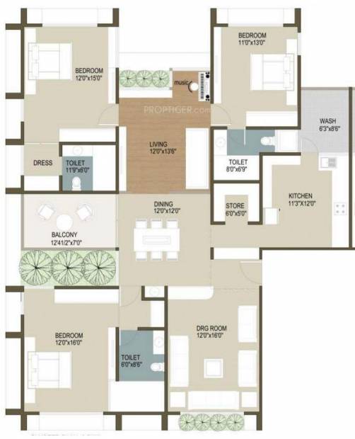 Deep Indraprasth 8 Frangipani (3BHK+3T (2,600 sq ft) 2600 sq ft)