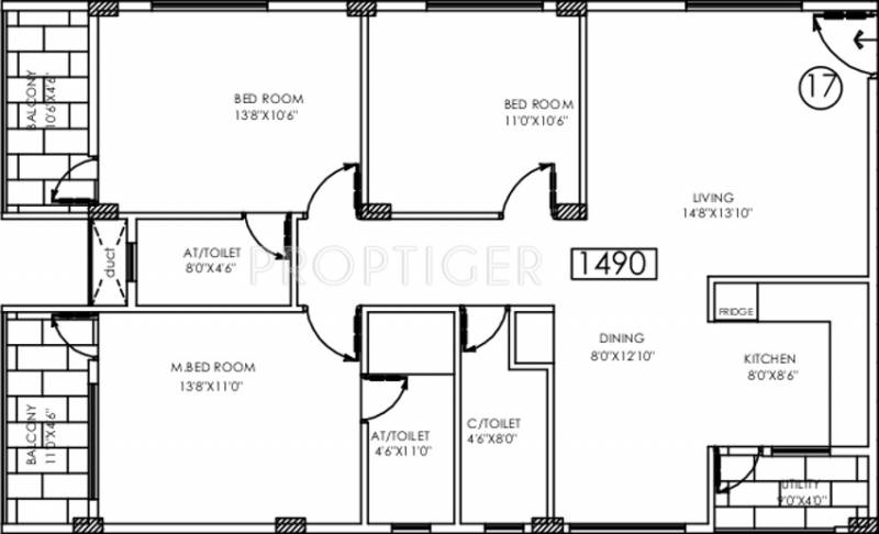 Eternity Astral (3BHK+3T (1,490 sq ft) 1490 sq ft)