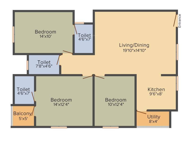 NR White Meadows (3BHK+3T (1,393 sq ft) 1393 sq ft)