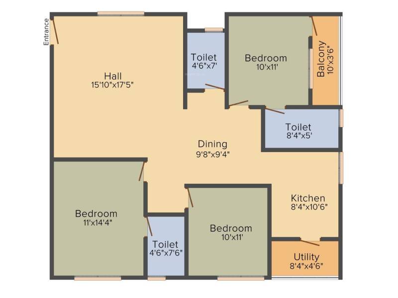 NR White Meadows (3BHK+3T (1,464 sq ft) 1464 sq ft)