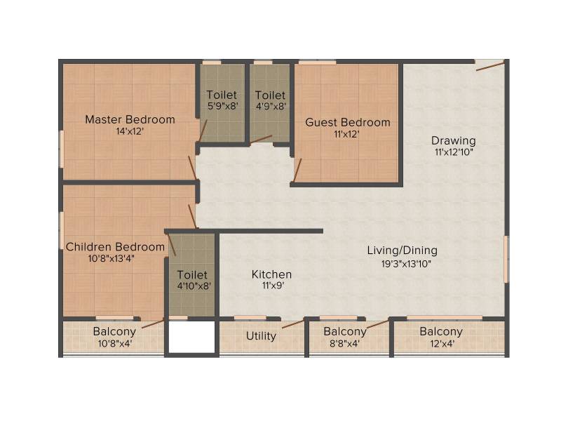 Dhruthi Tranquil Towers (3BHK+3T (1,825 sq ft) 1825 sq ft)